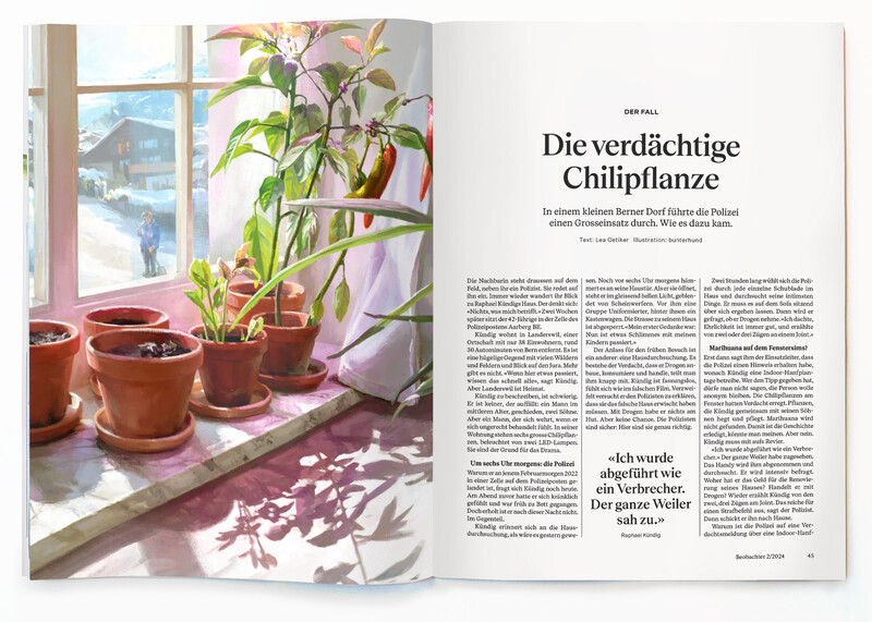 Beobachter_Der-Fall-Chilipflanze_editorial_bunterhund-Illustration